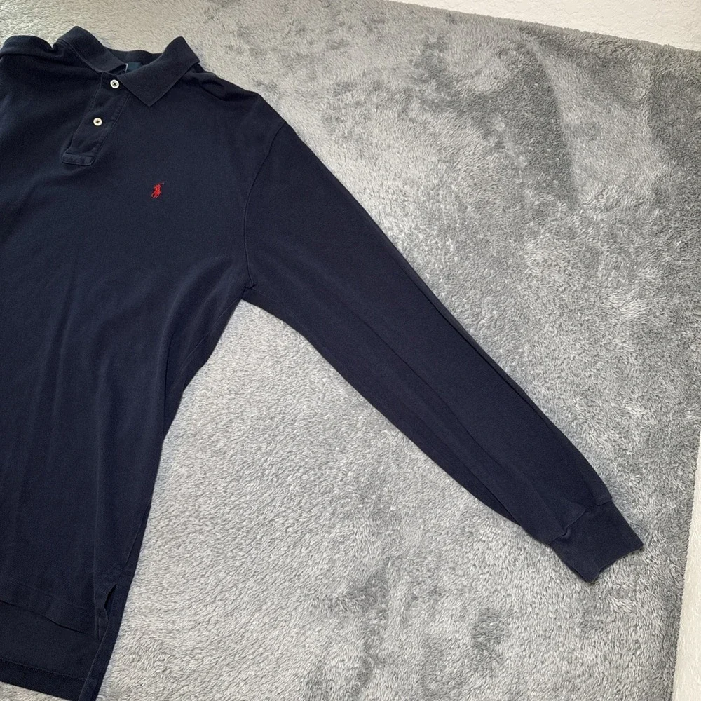 Vintage Polo Ralph Lauren Shirt Mens Large Navy 90s Polo Pony Rugby Long Sleeve